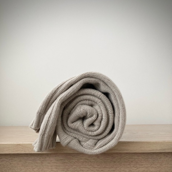 joodito 100% cashmere sweater wrap scarf ribbed muffler chunky oversized ecru - Picture 11 of 12